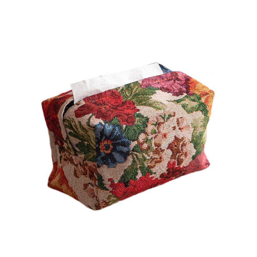 Skin-Friendly Desktop Tissue Bag Polyester Car Tissue Holder Portable Floral Paper Bag  Restaurant