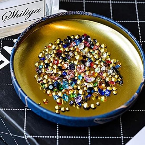 Ss2-ss22 Mix Sizes Round Glass Stone Pointed Back Crystal Rhinestone Nail Art Decorations Necklace Earring Brooch Repair Jewelry (Color: Mix Colors,