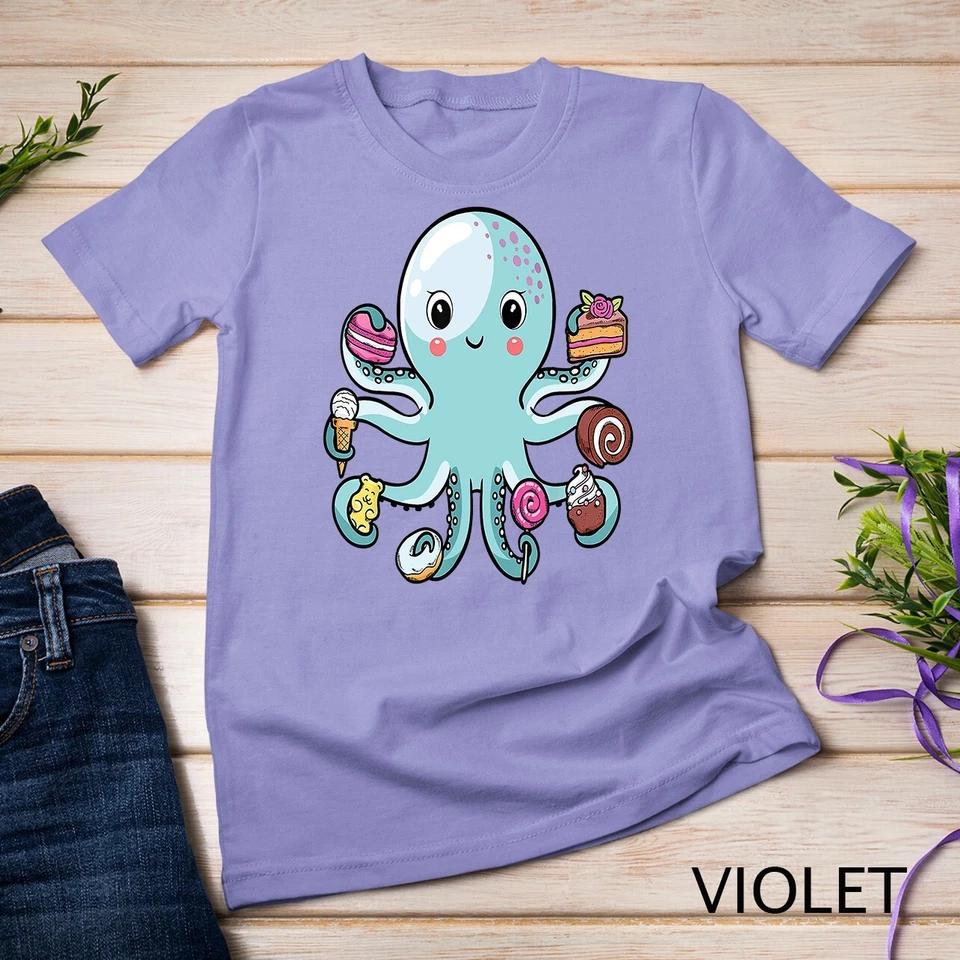 Octopus Octopus Cake Tentacles Marine Animals Children Unisex T-shirt 11 4XL