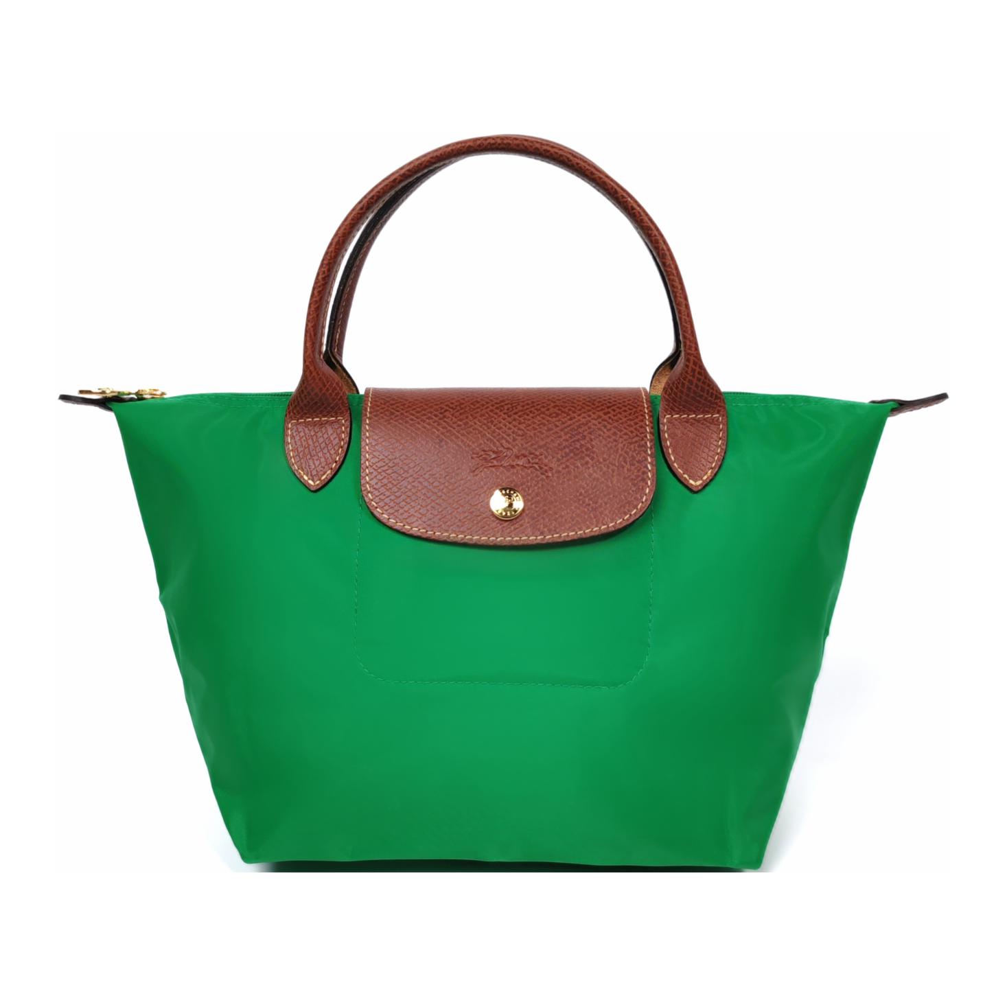 Longchamp Le Pliage Original Series Embossed Logo Nylon Canvas And Leather Dumpling Tote Bag Small Women tote bags Green 1621089P88 Basic Set (Bag)
