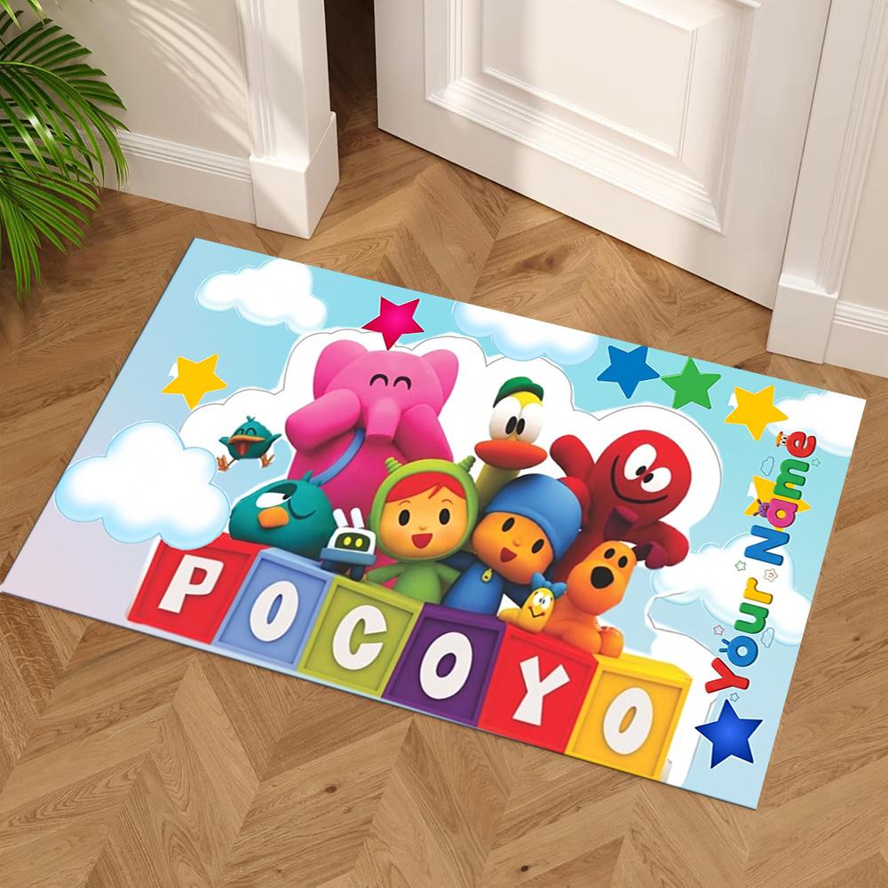 Pocoyo Personalized Text Floor Rug Office Rug Suitable for Kitchen Playrooms Game Room Foyer Antislip Carpet Decorate Offices