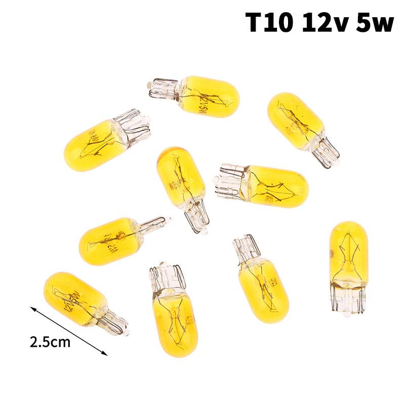 10Pcs 24V 1.2W T5 /12V 5W T10 Glass Light Bulb Dashboard Instrument Panel Brake Light Bulbs Headlights Lamp Lights Car Lights