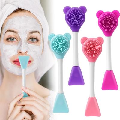 Maschera facciale a doppia testa Pennello Applicatore in silicone Cucchiaio Spatola Agitazione Stick Donna Pelle Viso Pulizia Cura Strumenti per il trucco domestico