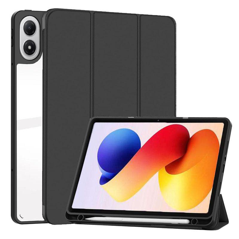 For Xiaomi Redmi Pad 2 Pro 12.1 Inch 2025 Case PU Fold Stand with Pencil Holder Acrylic Back Tablet Cover with Auto Sleep Funda