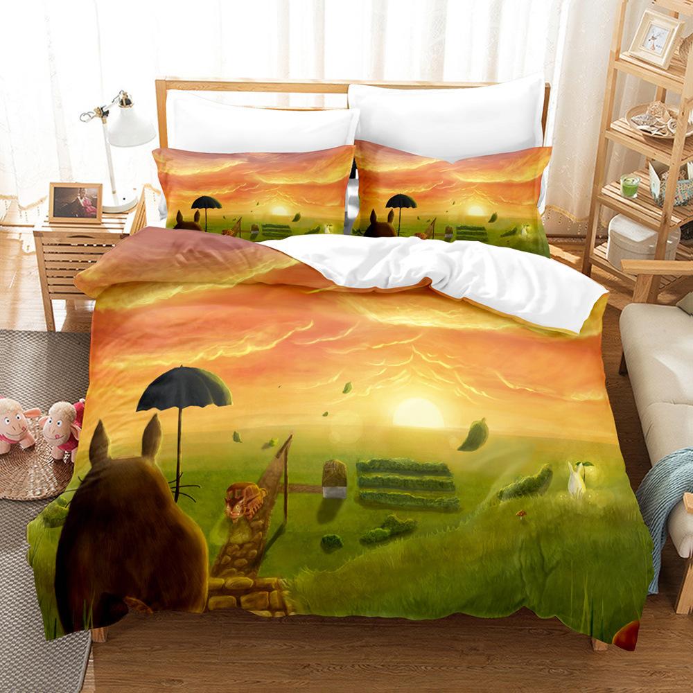 Cute Cartoon Chinchilla 3D Digital Printing Quilt Cover Pillowcase Bedding Three-Piece Batch