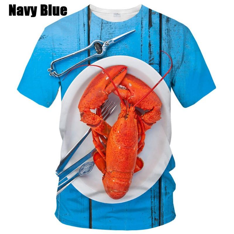 Lobster Graphic T Shirt For Men Clothing Cool Designs 3D Printed Crayfish Crawfish T-shirt Casual Women Tee Shirts y2k Kids Tops