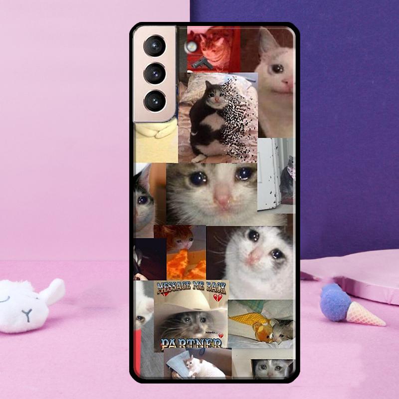 Crying Cat Memes And Dog Phone Case For Samsung Galaxy S25 Ultra S24 Ultra S9 S10 S20 S21 S22 Plus S23 S24 FE Cover