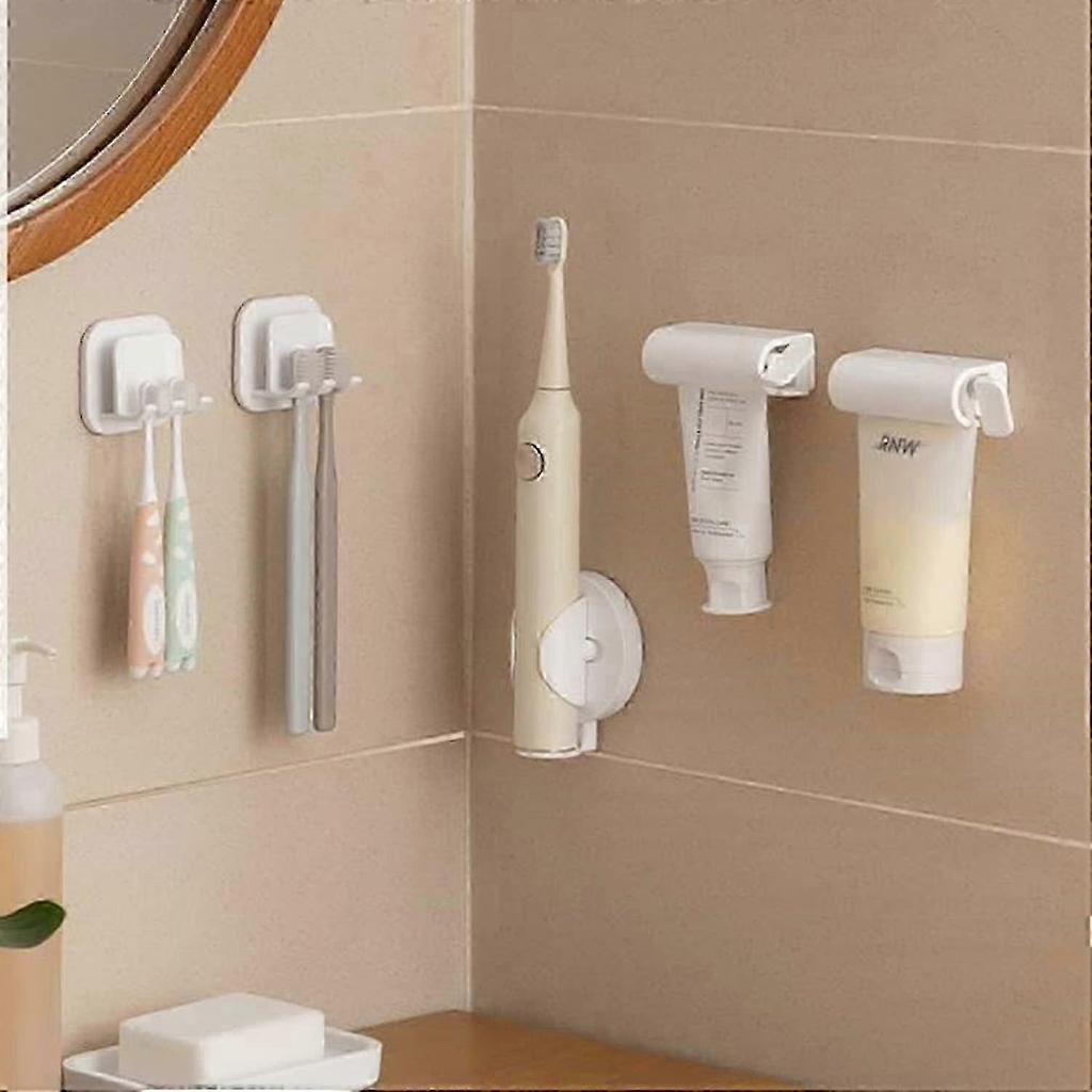 Wall-mounted Rolling Tube Toothpaste Squeezer Magnetic Toothpaste Seat Holder Stand Rotate Toothpaste Dispenser (white/3 piece)
