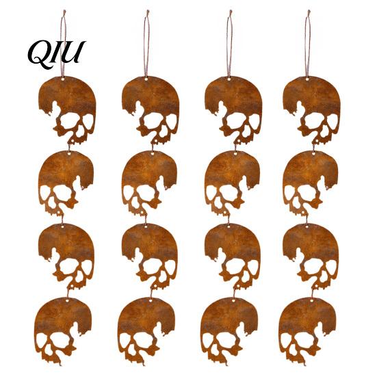 Halloween Garden Sign Skull Hanging Ornaments, Metal Sign, Decorative Festive Decor Shaped Tags for Indoor Outdoor Yard Retro