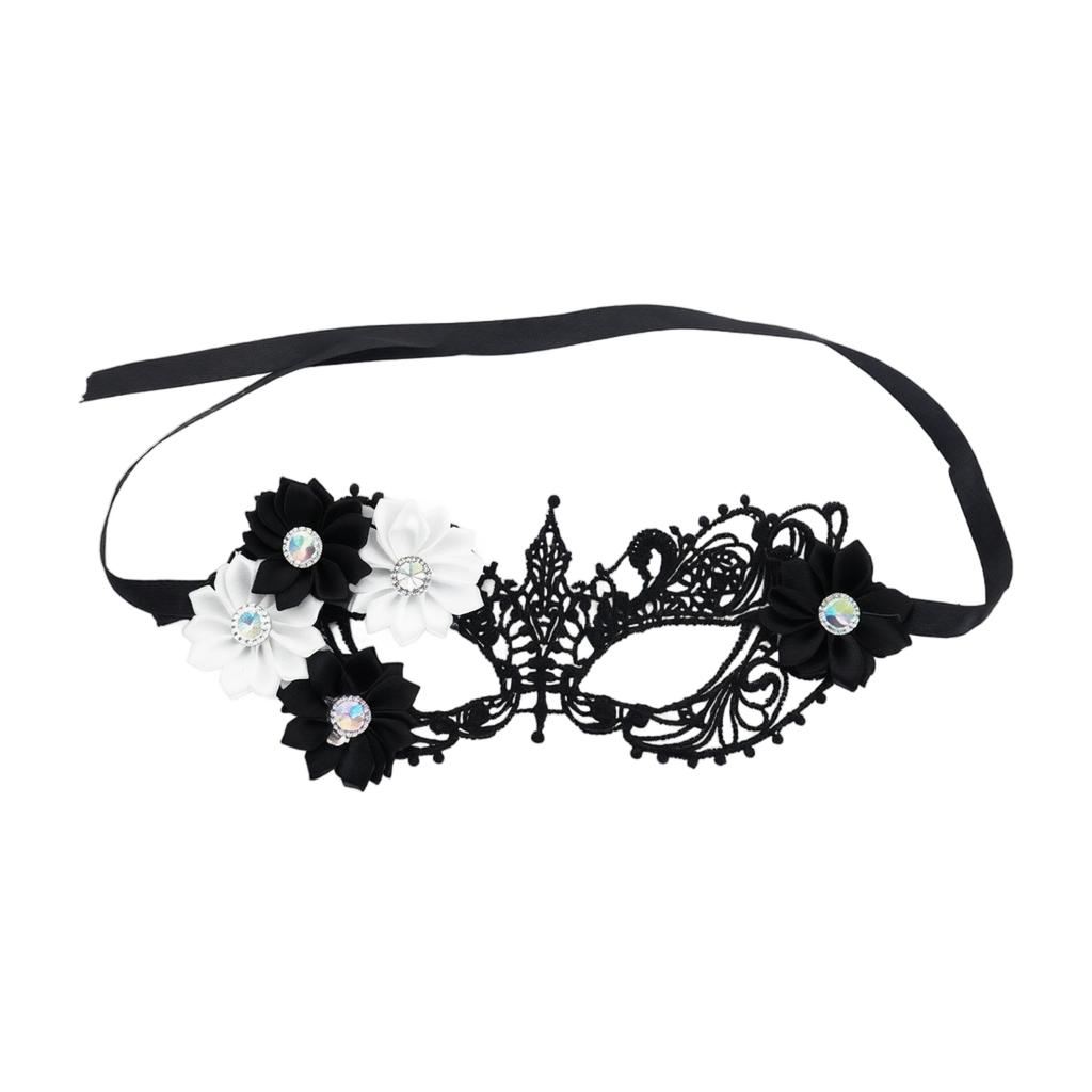 Black Lace Half Face for Women - Masquerade Eye with Sunflower Pattern for Party, Halloween, Dance - Elegant Eye Cover