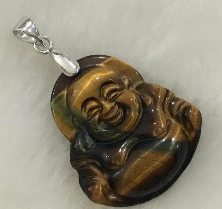 Unsex Hand Carving  Tiger Eye JADE Buddha Statue Lucky Pendant
