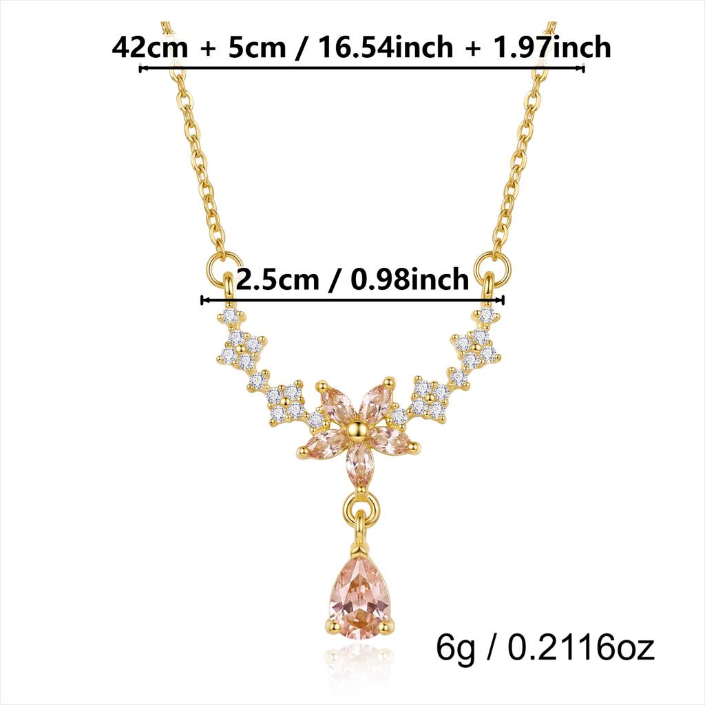 Multicolor Zircon Flower Cluster Pendant Necklace for Women Minimalist Gold Plated Heart Choker Wedding Statement Jewelry Gifts