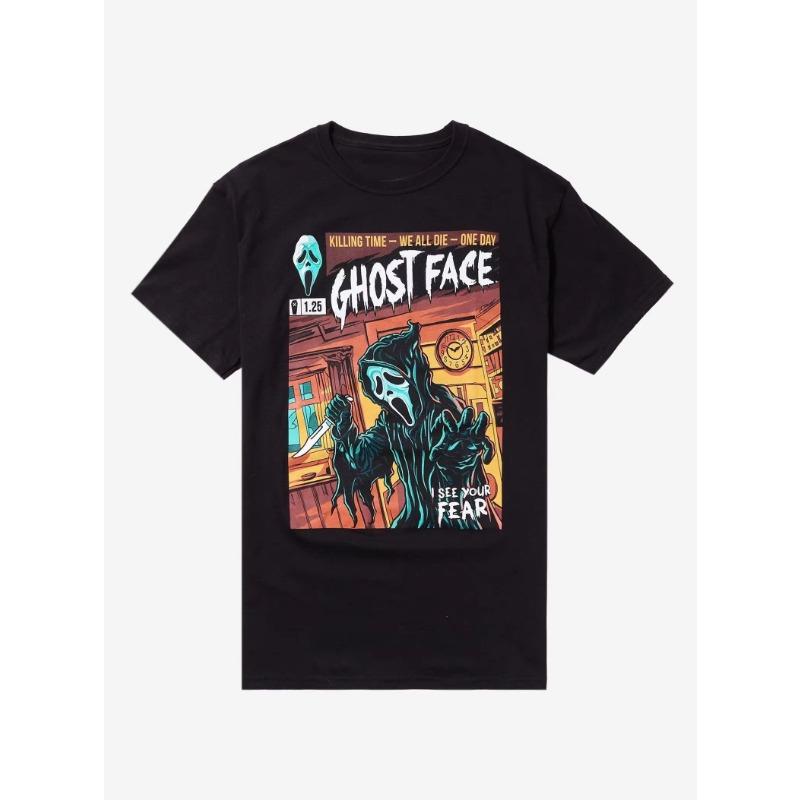 2025 New Summer Top Ghostface T-Shirt Printed T-Shirt Women's Hip Hop Streetwear Oversized T-Shirt Fashion T-Shirt Men's T-Shirt