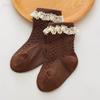 Girls' Socks Coffee Color Autumn/Winter Children's Soft Cotton Lace Sock Lace Baby Princess Sock Mid Tube Children's Socks