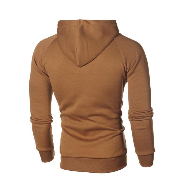 New Men's Solid Color Sports Casual Jacquard Sweatshirt Fleece Cardigan Hooded Jacket