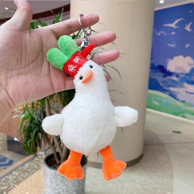 Charming Yellow Plush Duck Keychain Soft Pp Cotton Stuffed Animal Bag Accessory