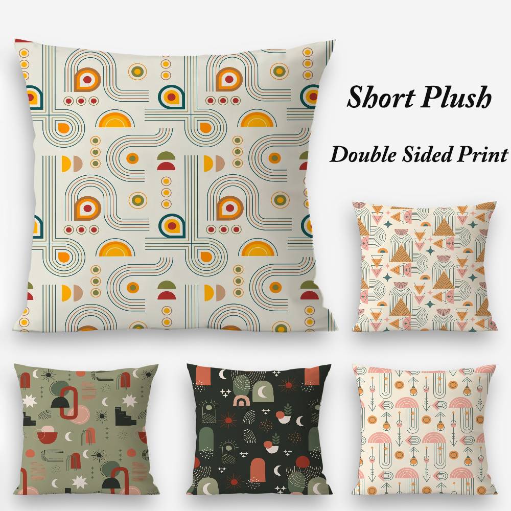 Nordic Boho Plant Pillow Case Plush Fabric Soft Double Sided Print Home Sofa High Quality Cushion Cover Throw Curtains Made Of Polyester