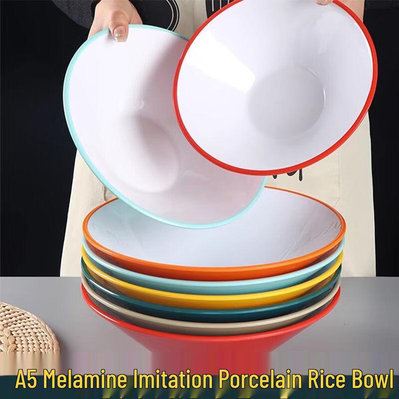 Two-Tone Melamine Conical Noodle Bowl