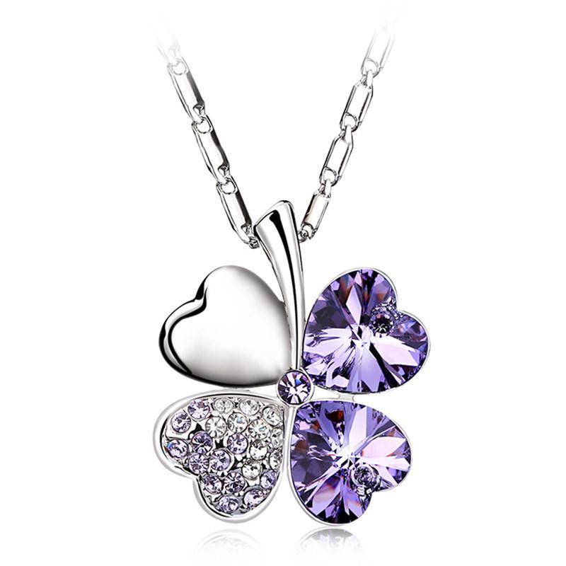 

Роскошный клевер кристалл кулон ювелирные длинная цепь женщин Neckalce