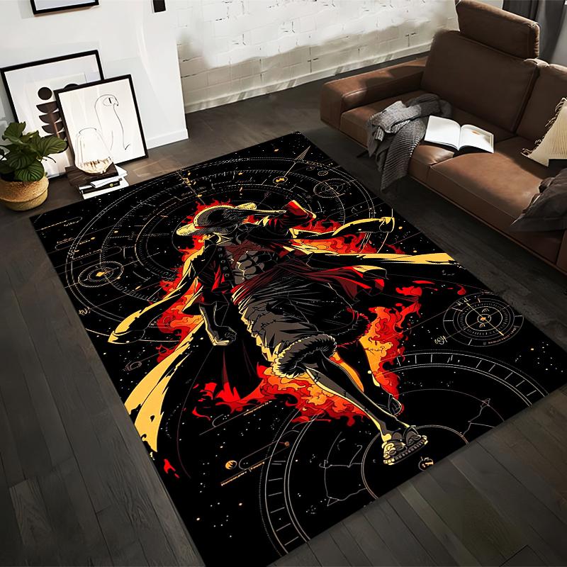 

Fiery Anime Character Design Carpet with Galactic Background Pattern Suitable for use as an anti-slip for living room bedroom sofas 40x60cm( 15x23in )