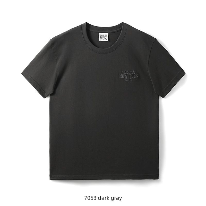 American vintage Cotton Fashion Brand Letter Embroidery Short sleeve T-shirt Men's Summer Bottoming Shirt Foreign Trade Men's Cotton T-shirt