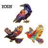 Hat Decoration Pin Brooch with Safety Buckle, Enamel Painting Flying Bird Design Lapel Crow And Pin, Zinc Alloy Metal Base Badge for Coats Shirts