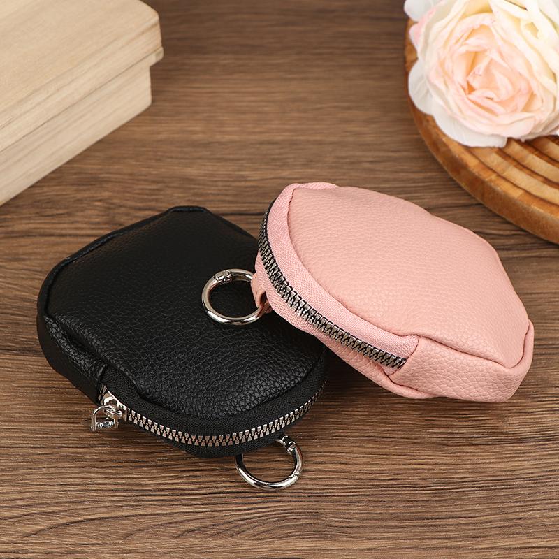 Keychain Wallet For Women Men Pu Leather Coin Purse Small Zipper Pouch Key Holder Rfid Blocking Portable Storage Bag