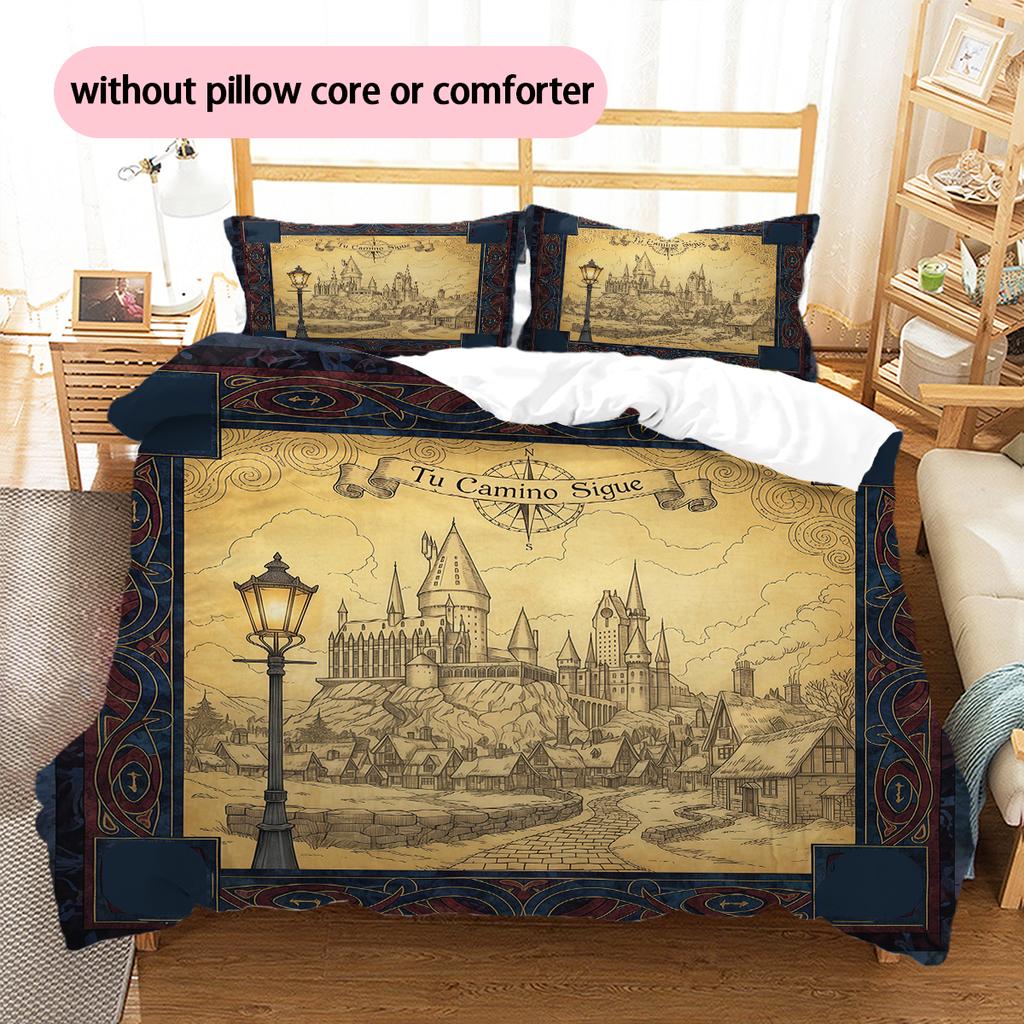 Cartoon Pattern Bedding Quilt Set Quilt Cover Pillowcase Home Decoration Birthday Gift (1 * duvet cover + 2 * pillowcase, without core)