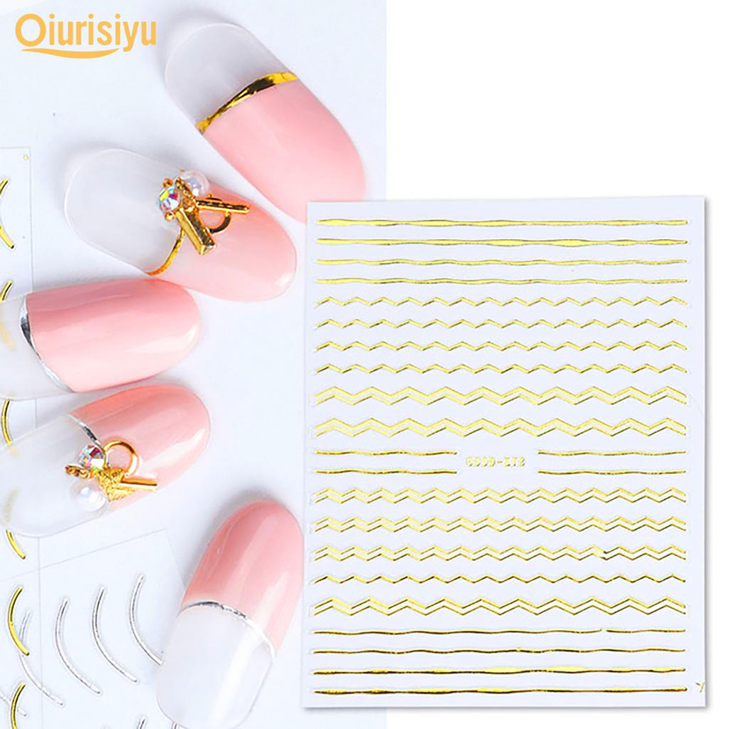 Gold Colour Geometry Shapes Nail Art Sticker