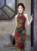 Beautiful young temperament retro style neck water drop collar cheongsam floral long daily senior sense thin dress