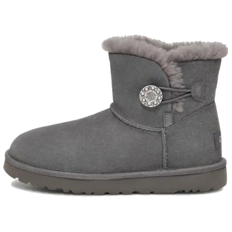 UGG Mini Bailey Button Crystals Short Snow Boots Women boots Charcoal 1138170-CHRC