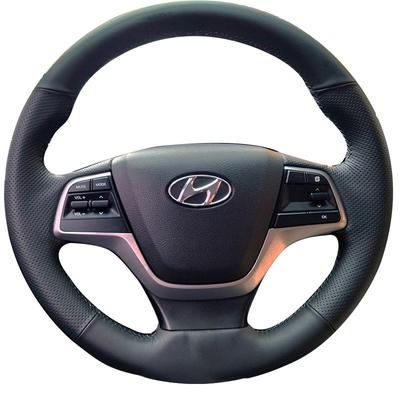 Ručně šitý černý kožený protiskluzový potah na volant pro Hyundai Elantra 4 2016 2017 Solaris 2017 Accent 2018