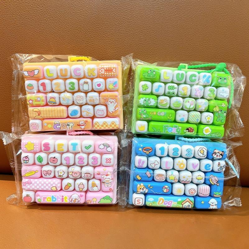 26 Grids Stress Relief Keyboard Keychain Realistic Press Fidget Toy Portable Bag Pendant Desktop Decor for Students