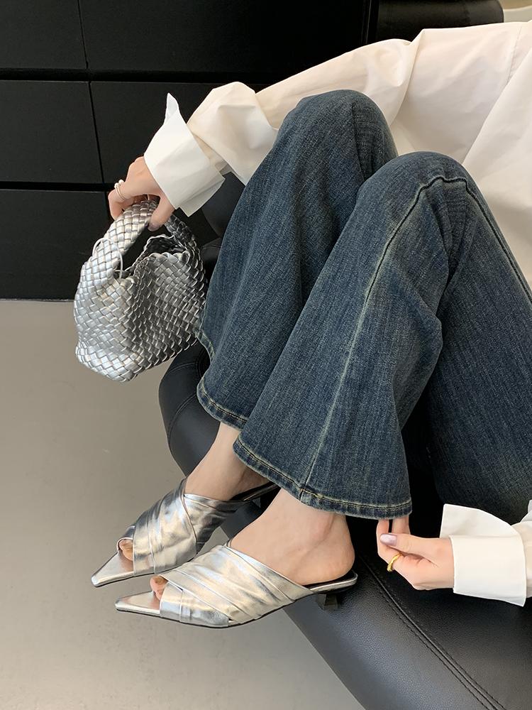 Fashion Bailamos Brand Women Slipper Ladies Sumer New Slip On Ladies Casual Mules Shoes Soft Flat Heel Outdoor Dress Sandal Shoes Mujer