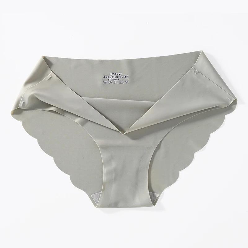 Set Seamless Silk Briefs Sexy Panties For Women Mid Waist Comfortable Girl Silk Panty Female Underpants Woman Lingerie M-Xl