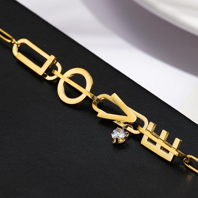 Love Letter Titanium Steel Bracelet Does Not Fade Metal Diamond High Sense Stainless Steel Jewelry Women