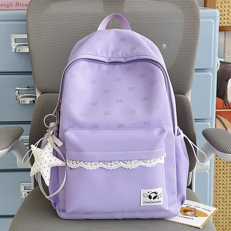Schoolbag Japanese high-value lace girls schoolbag fresh and sweet candy-colored casual backpack large capacity lightweight backpack