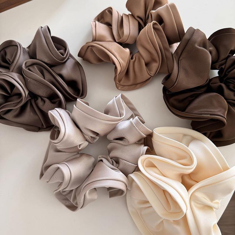 French Design With Wooden Earrings And Hair Loops, High-end Satin Finish, Women's Minimalist Temperament, New Hair Rope