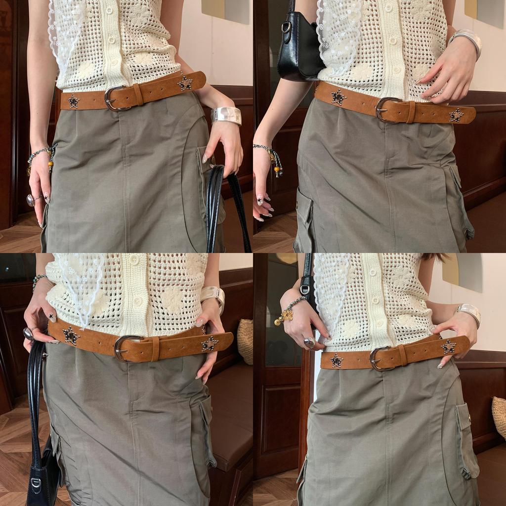 American Vintage Leopard Pattern Leather Belt For Women With Gold Pin Buckle For Dress And Jeans