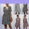 Stylish Women V-neck Holiday Mini Dress Featuring Elegant Polka Dot Design And Pockets