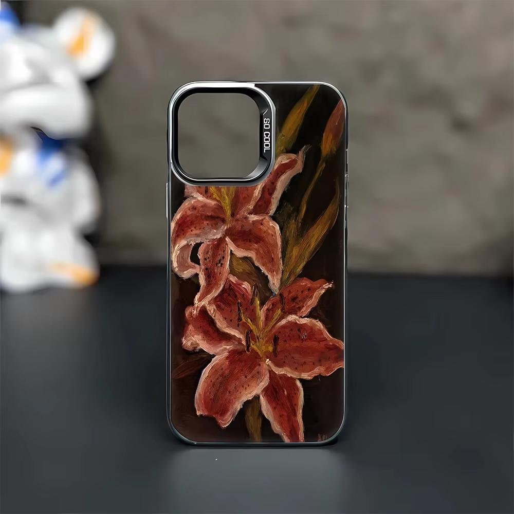 Dark Oil Painting Red Lily Print Phone Case for Samsung Galaxy S26 Ultra S25 S24 S23 S22 Plus S21 S20 FE A16 A35 A55 A54 Cover