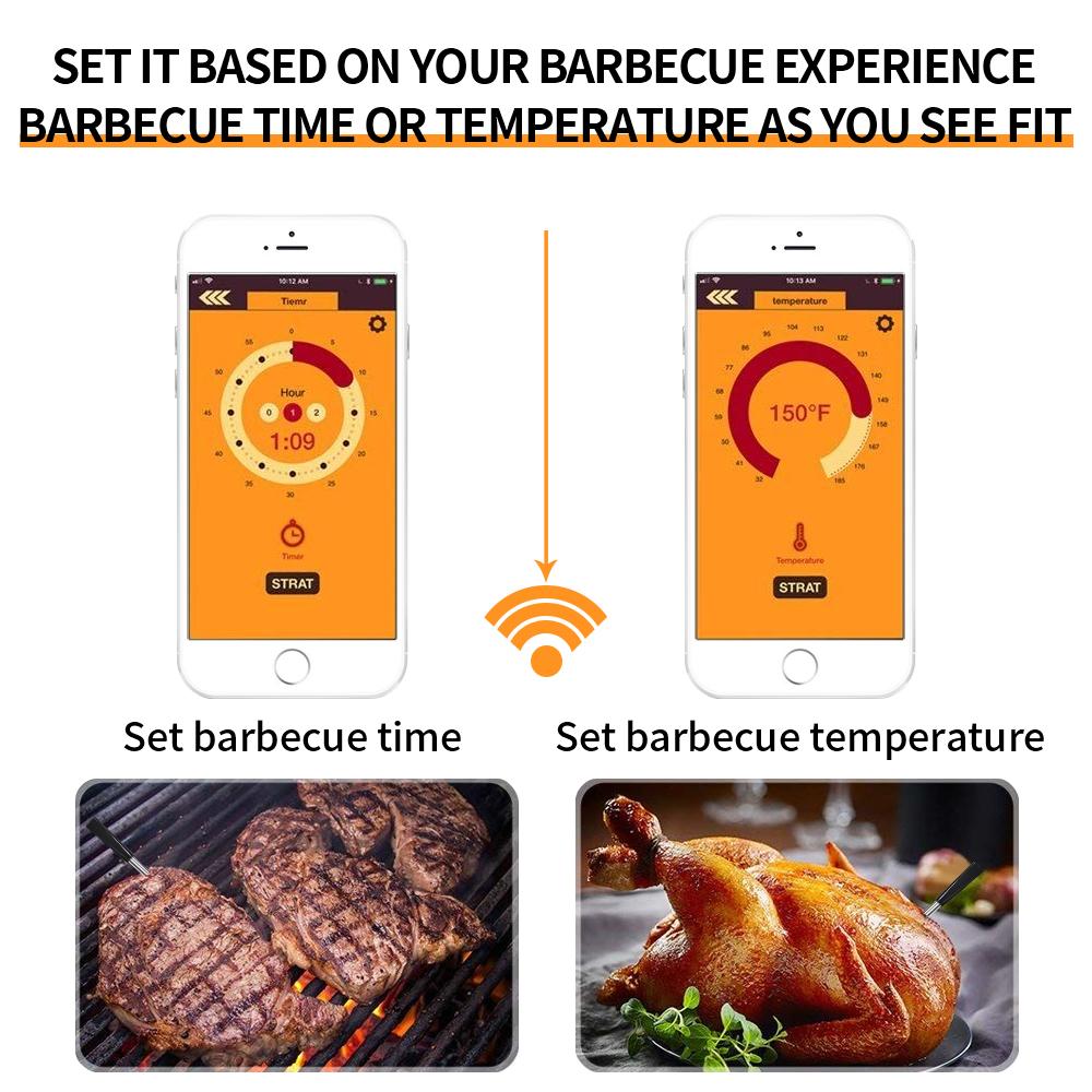 Bluetooth BBQ Thermometer Digital Temperature Tester Smart Wireless Kitchen Meat Food Thermometer for Cooking Oven Grill