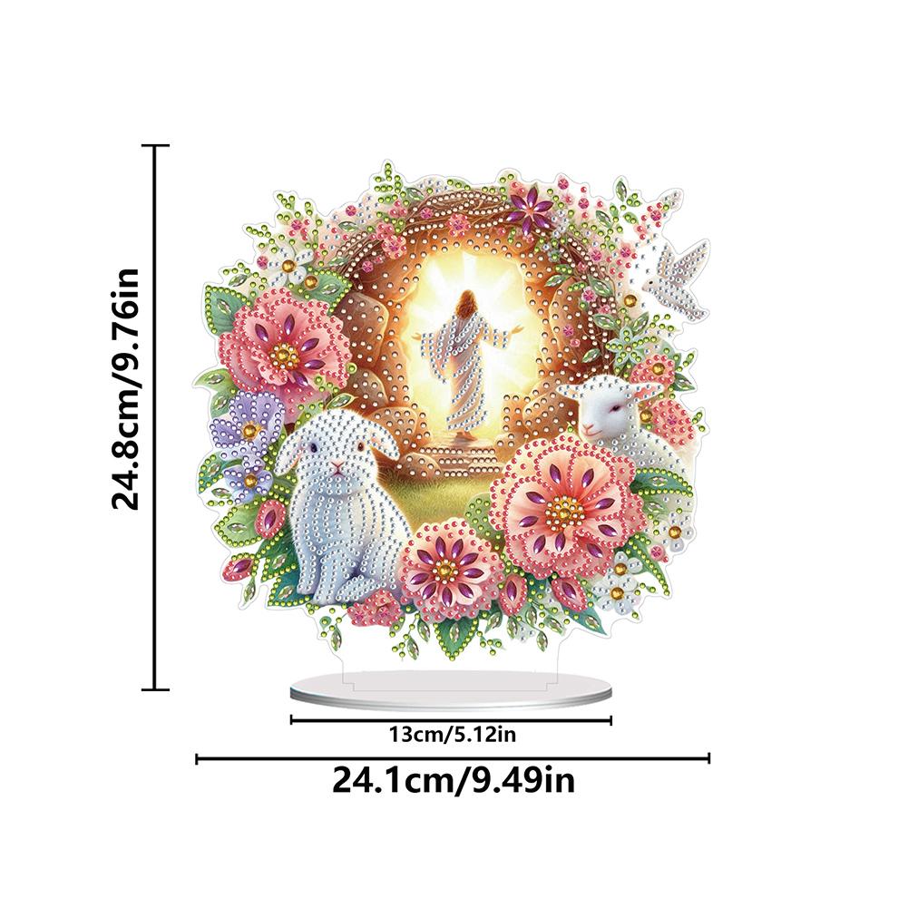 Acrylic Special Shape Easter Bunny Table Top Diamond Painting Ornament Kits Diamond Painting Desktop Decors for Adults Beginner