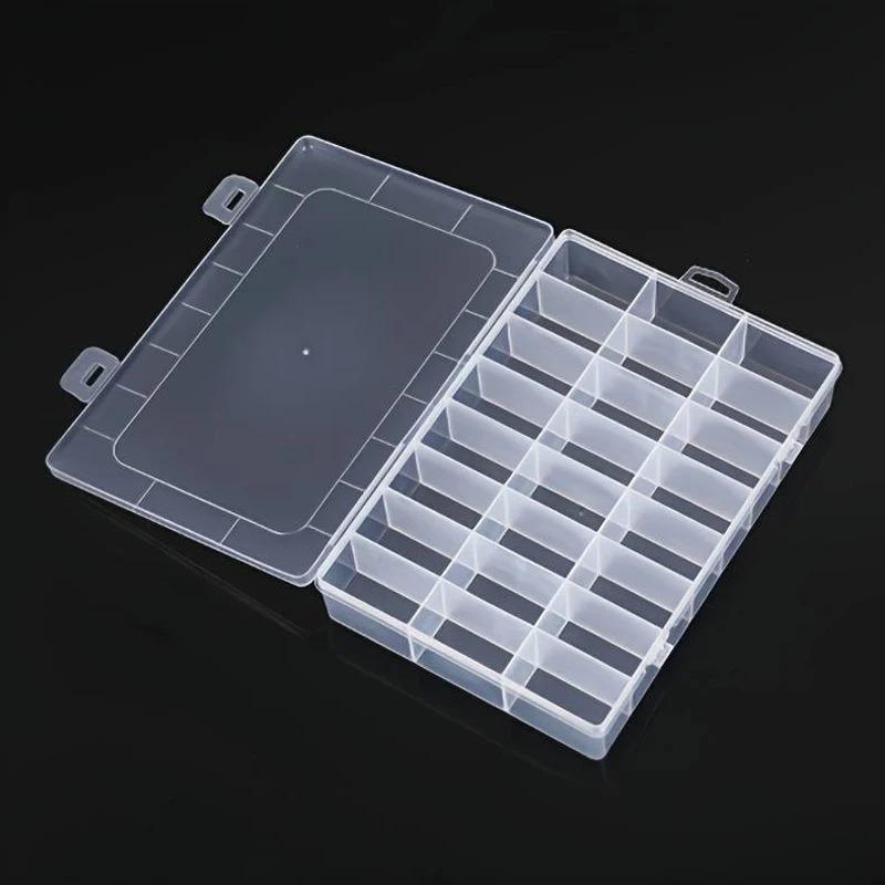 24-Compartment Transparent Storage Box for Buttons, Sewing Supplies, Jewelry Accessories Packaging and Storage