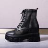 Trendy women's shoes new lace-up flat-bottom lace-up inner height-increasing short boots women