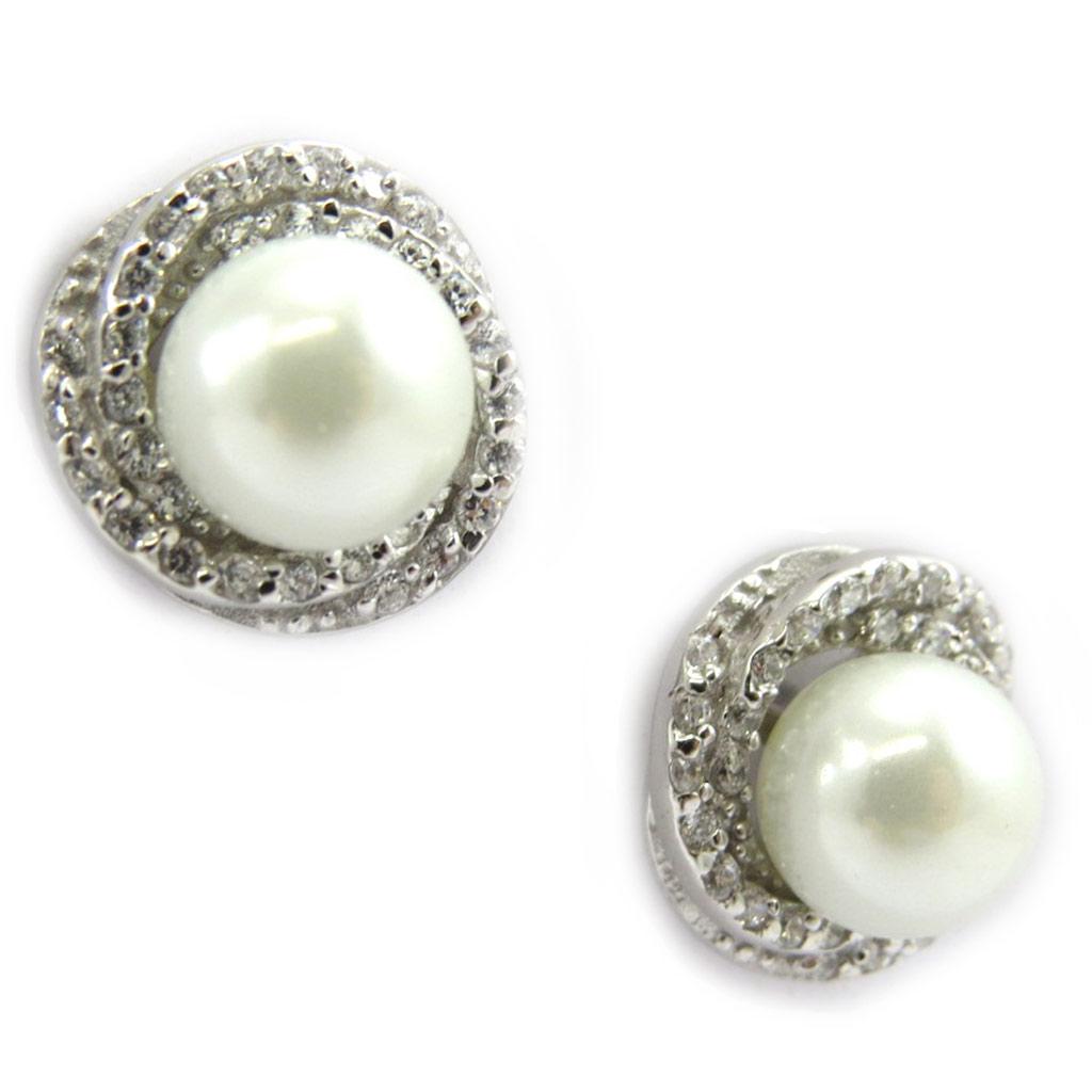 Les Trésors De Lily [G9032] - Stříbrné náušnice 'Beauty Pearl' v bílé barvě