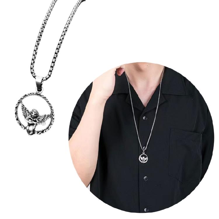 Metall Stahl Halskette für Männer mit einzigartigem Anhänger, Punk Style Kettenhalskette Verstellbarer Modeschmuck für Freund