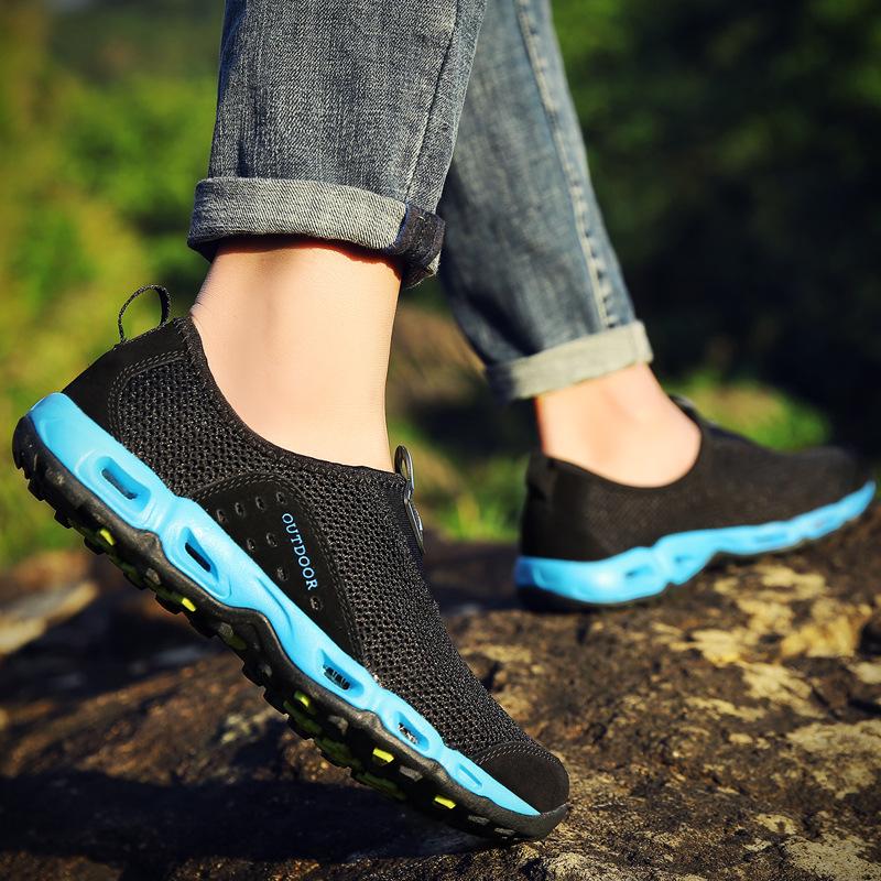 

Breathable mesh creek walking shoes women s outdoor non-slip wading hiking shoes men s casual sports shoes couple one pedal 46 світло-сірий колір