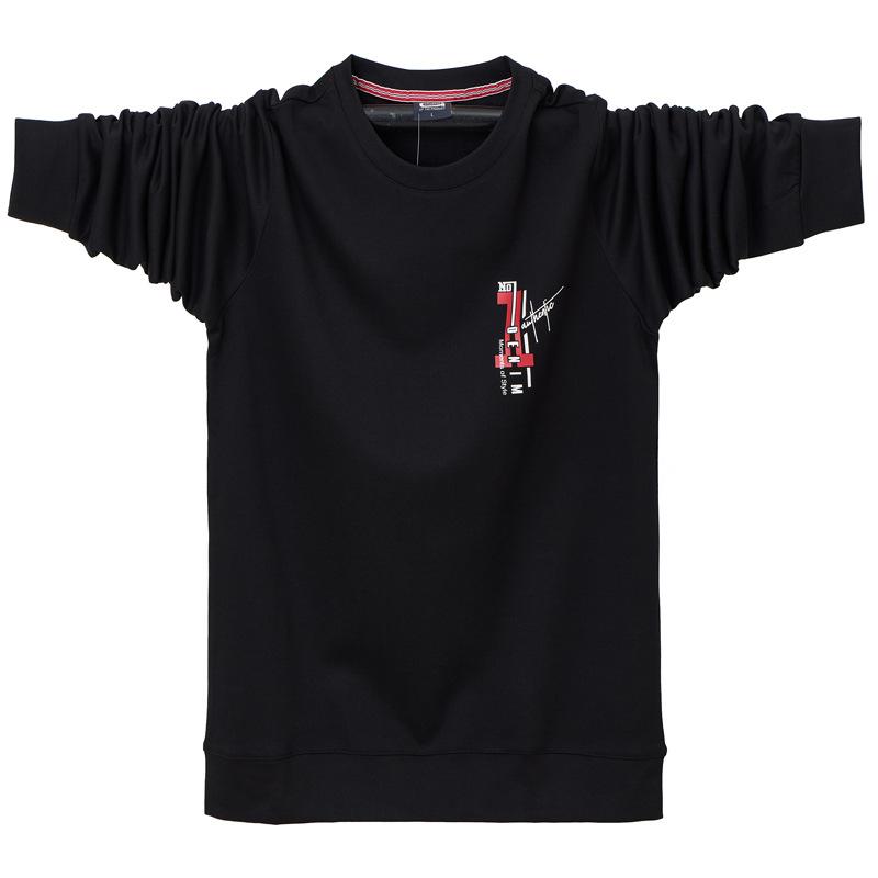 Korean Version of the New Loose Large Men's Warm Casual Sports Lapel Lightweight Soft Anti-wrinkle Breathable Cotton Long-sleeved T-shirt