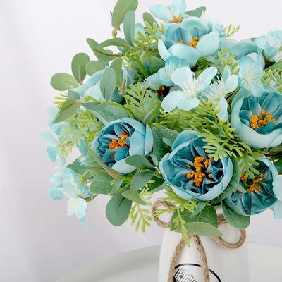 Buchet de bujor de mătase cu 5 capete Flori artificiale Buchet de mireasă pentru decorarea casei de nuntă Flori false roz